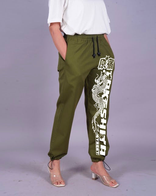 Japanese Dragon Women's Olive Adjustable Cargo Pants