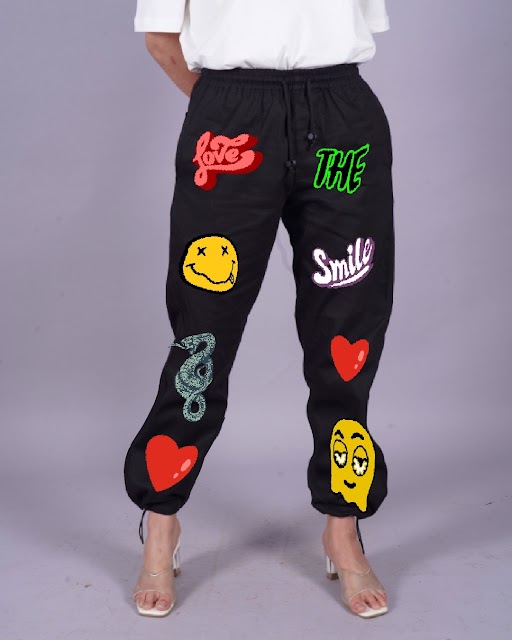 Charm in Black: Love Smiley's Ladies' Adjustable Cargo Pants