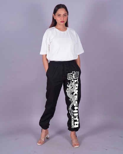 Japanese Dragon Women's Adjustable Black Cargo Pants