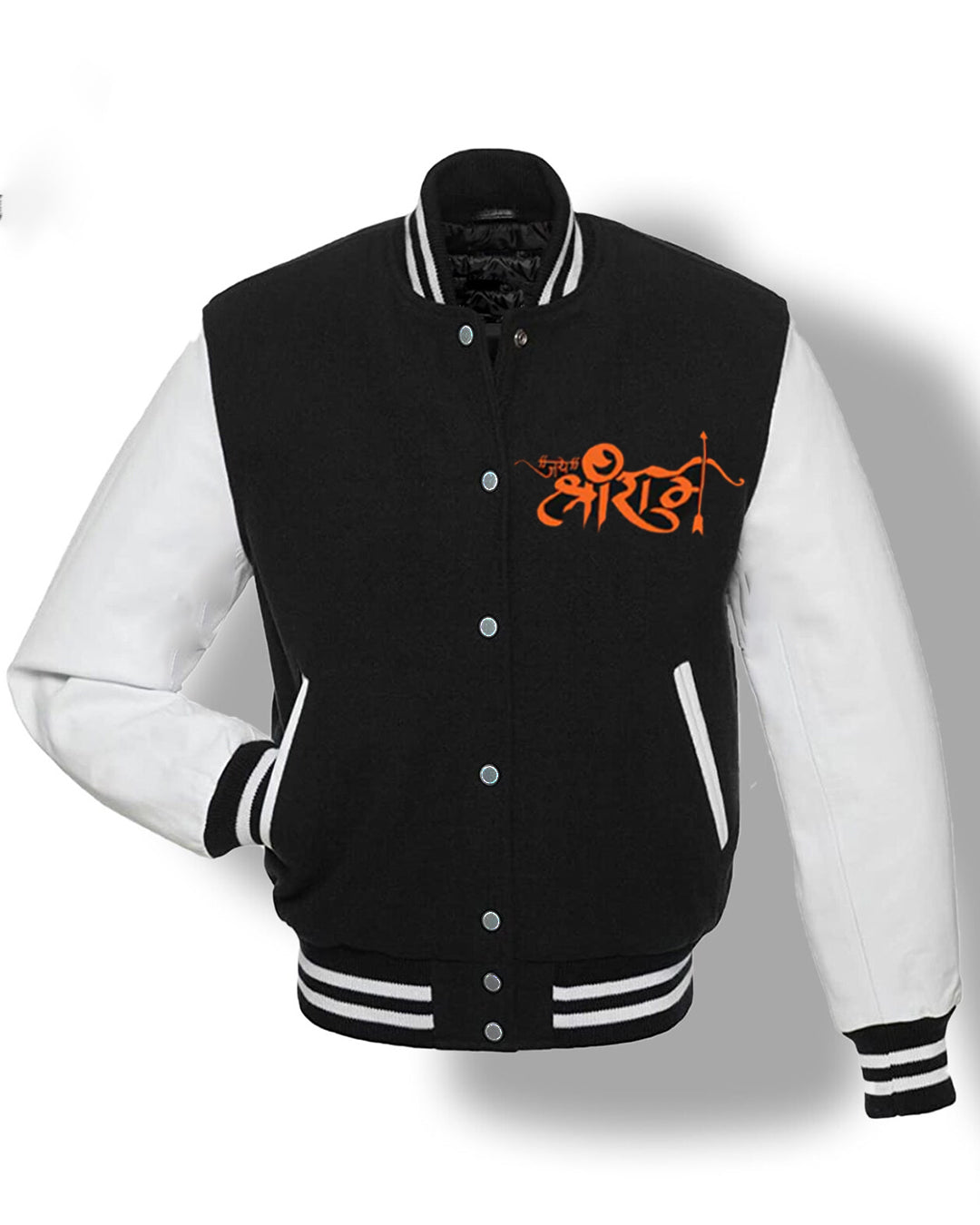 Hanuman Ji Inspired Oversized Black Varsity Jacket for Men