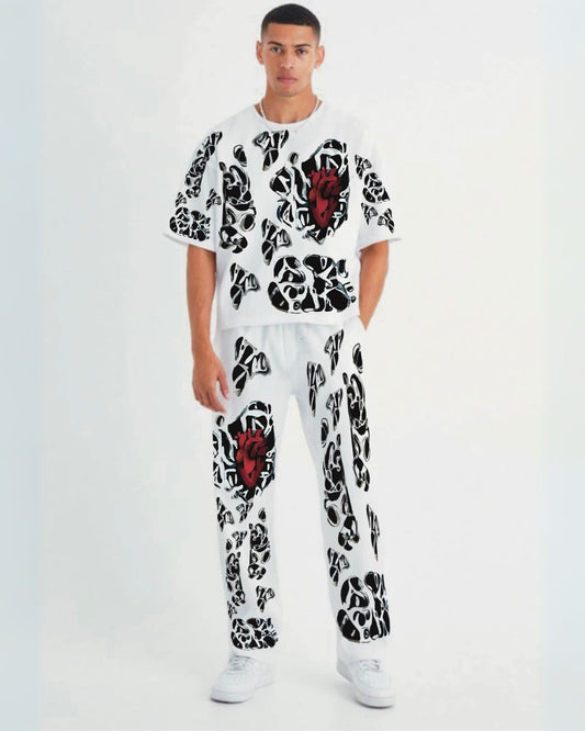 heart clicker Men coordset white and white(*)