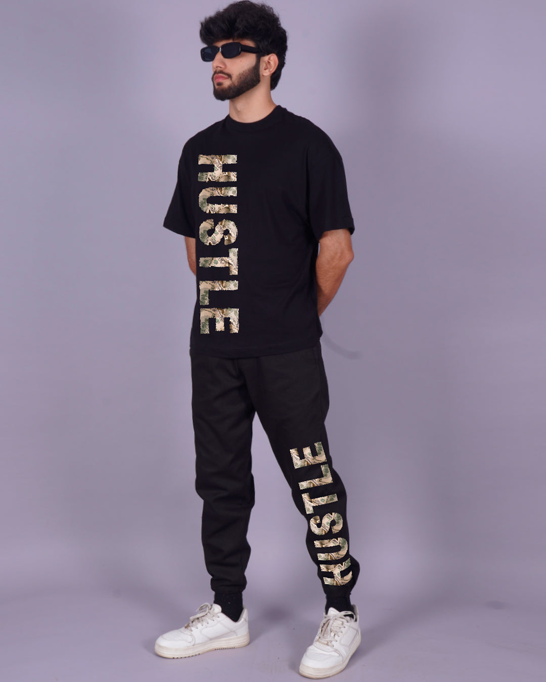 Hustle Hard: Men's Black Oversized Co ord Sets for Men