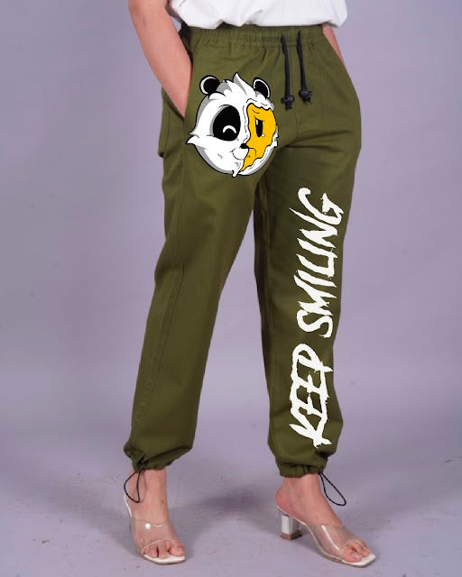 Keep Smiling Woman's Olive Adjustable Cargo Pants