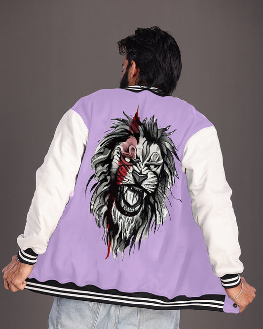 Roar with Style in the Men's Purple Lion Varsity Jacket