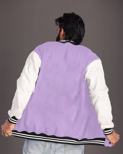 Lilac-Toned Men's Varsity Jacket for Stylish Comfort