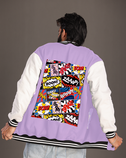 Men's Purple Varsity Jacket with Bang Influence