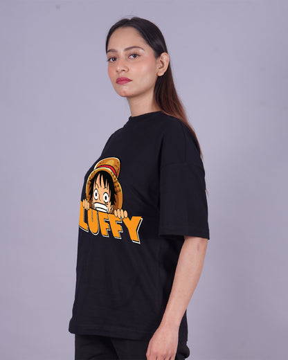 Long Black Women's T-Shirt - Luffy