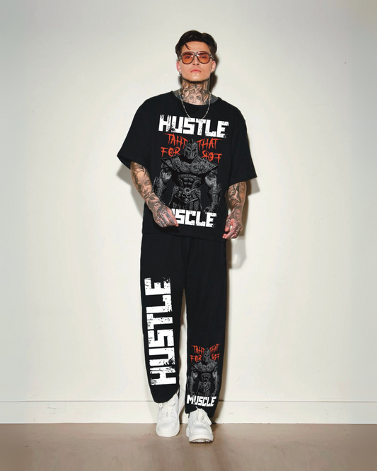 MUSCLE HUSTLE MEN'S CORDSET (BLACK-BLACK )