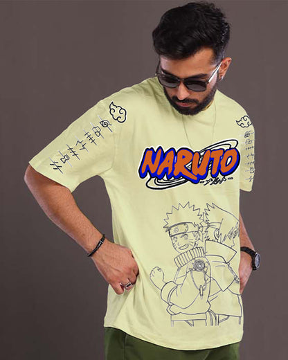 Men's Mint Geen Oversized T-Shirt - Naruto Graphic
