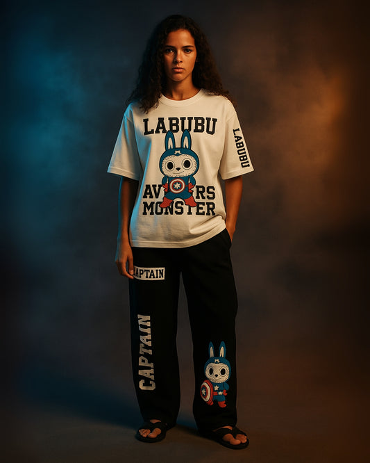 Women captain labubu cordset (white and black)