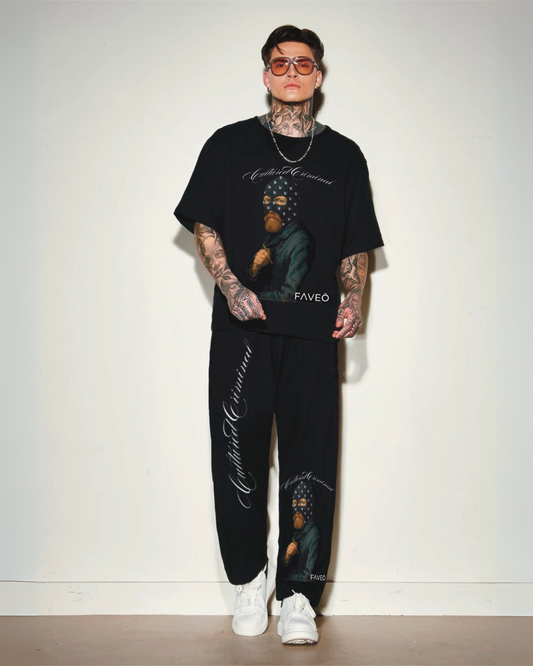CULTURE CRIMINAL  MEN'S CORDSET (BLACK AND BLACK )
