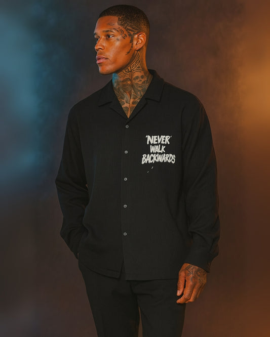 NEVER WALK FULL SLEEVE BLACK SHIRT