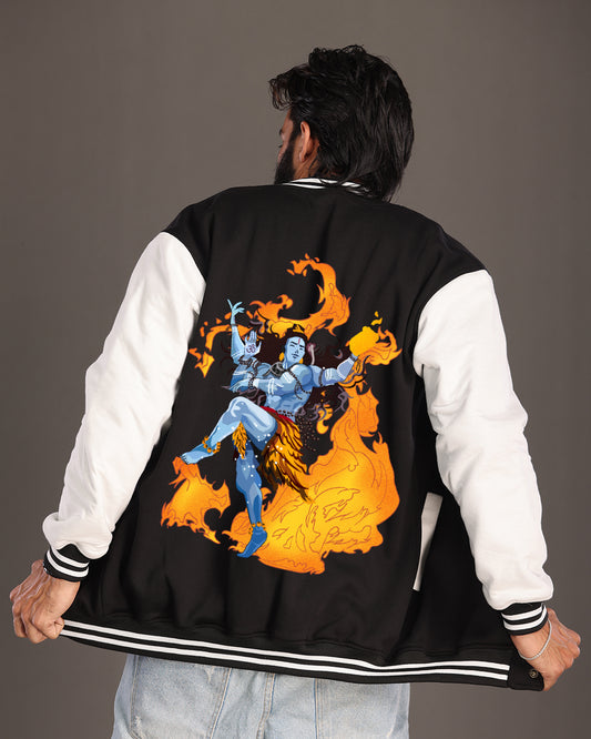 Sacred Style: Men's Oversized Varsity Jacket - Shiv Tandav Edition