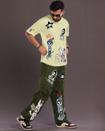 Bro Code: Men's Coords Oversized Set in Mint Green and Olive