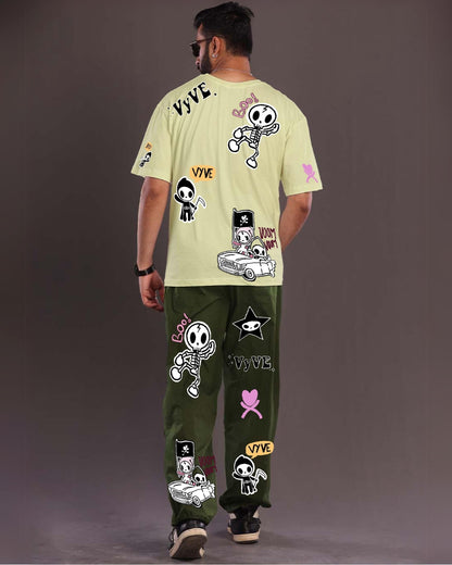 Bro Code: Men's Coords Oversized Set in Mint Green and Olive