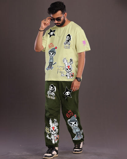 Bro Code: Men's Coords Oversized Set in Mint Green and Olive