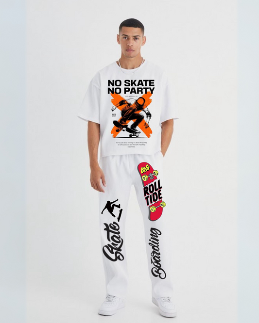 NO PARTY MEN'S CORDSET (WHITE-WHITE )