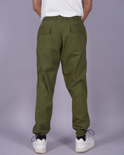 Men's Olive Cargo Adjustable Pants - Joker Print