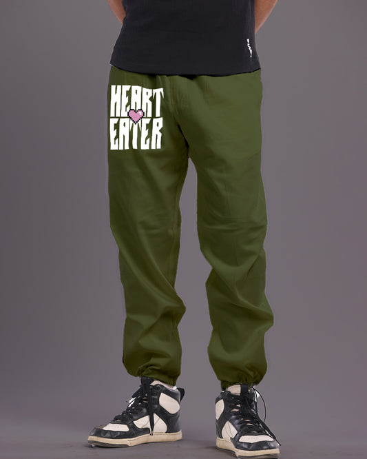 Men Olive Cargo Parachute pants - HeartEater