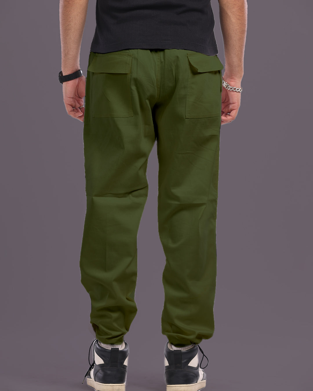 Men Olive Cargo Parachute pants - HeartEater