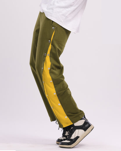 Men Snap Buttons Cotton trouser - Cheesy Olive