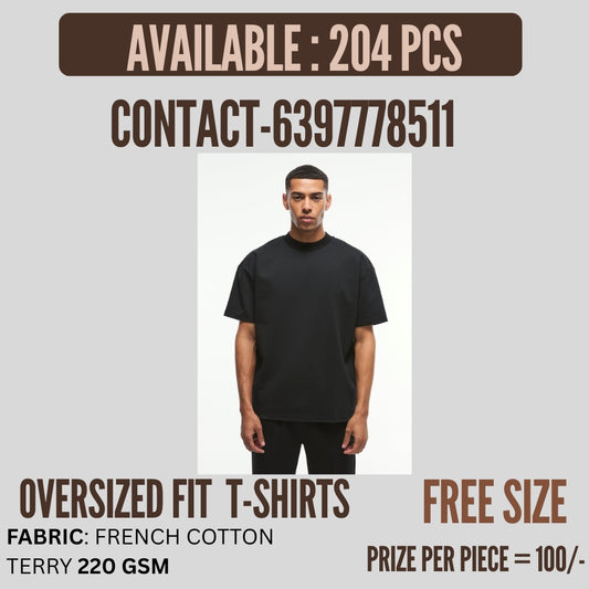 Premium Black Men’s T-Shirts – Free Size | Wholesale Stock | 204 pieces