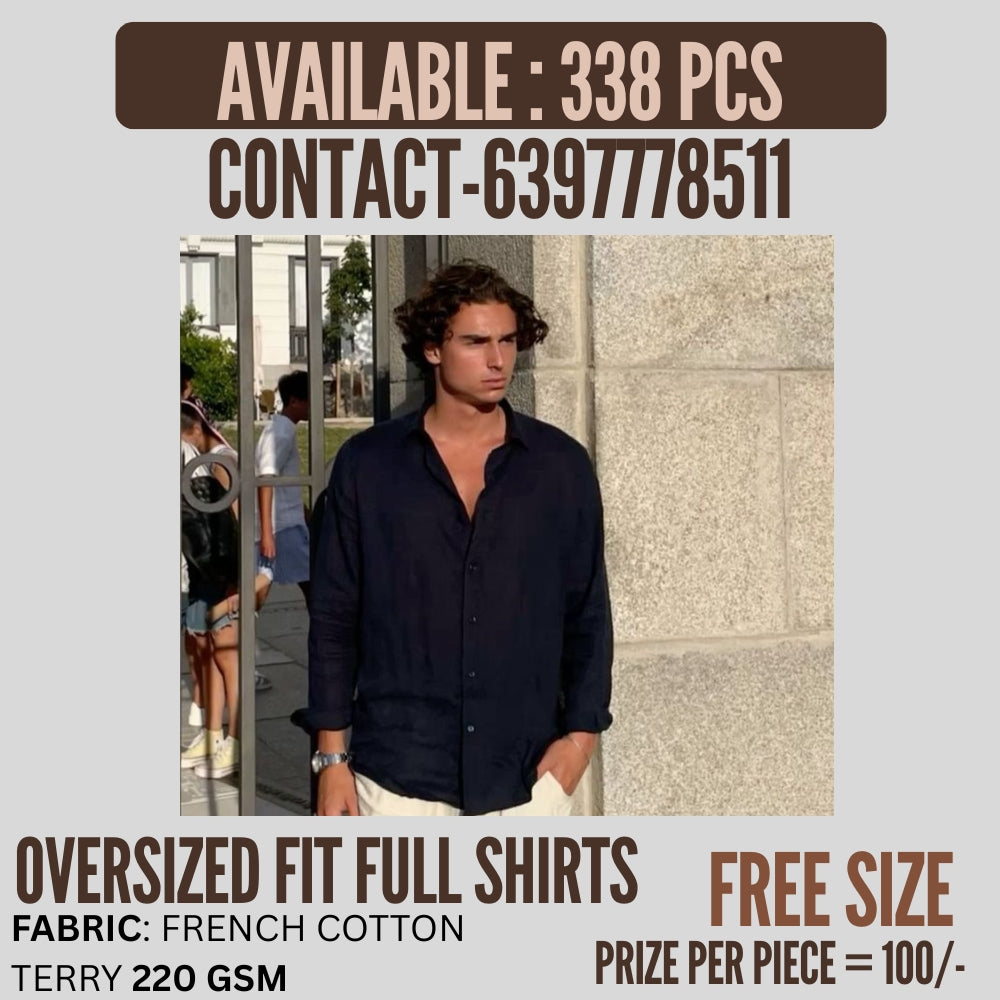 Premium Black Men’s Shirts – Free Size | Wholesale Stock | 338 pieces