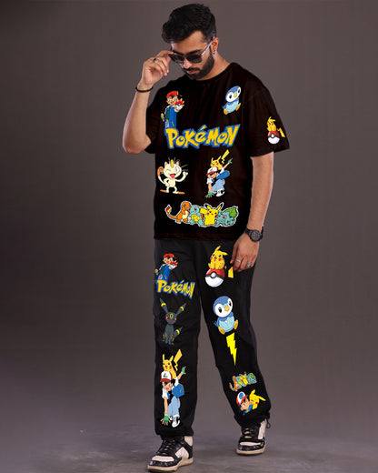 Men's Pokemon Oversized Co-Ord Set - Black and Black