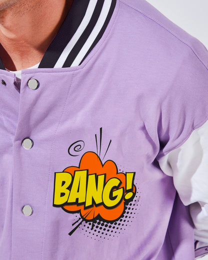 Men's Purple Varsity Jacket with Bang Influence