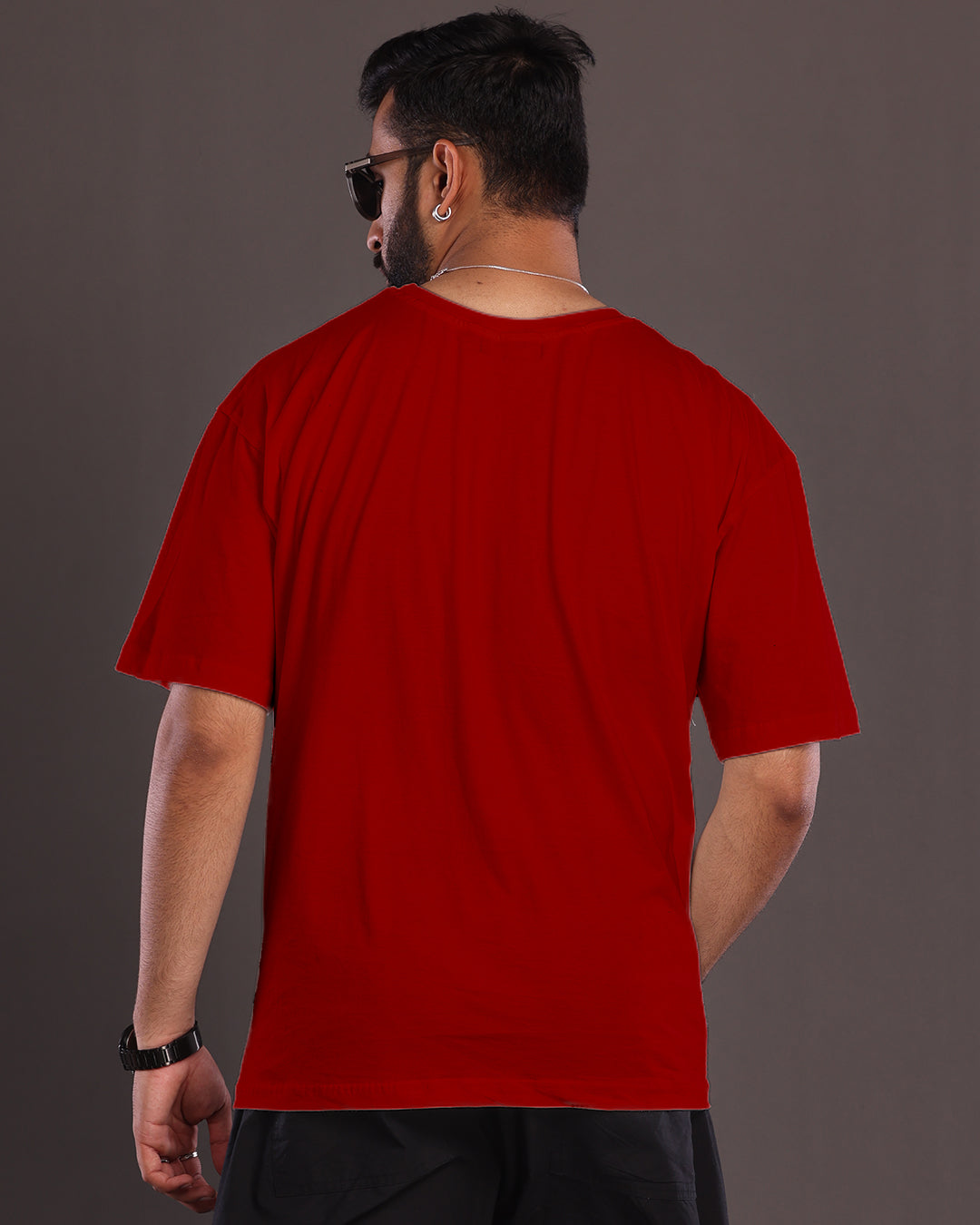 Red Tiger Roar: Men's Oversized Tee for Unmatched Confidence