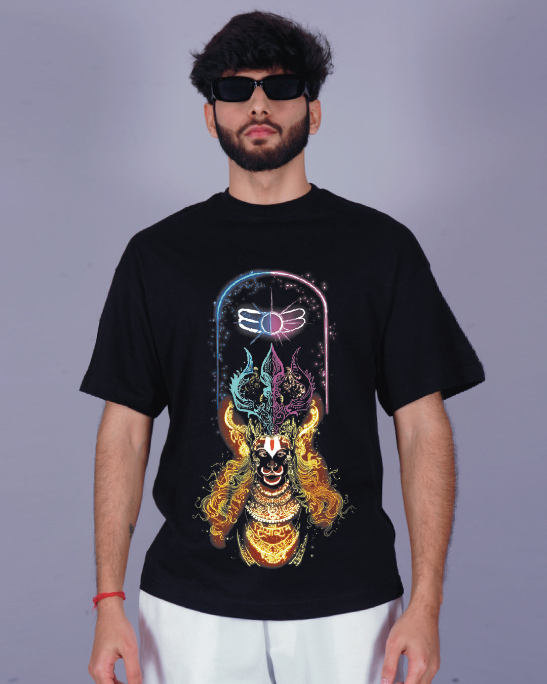 Shiv Trishul Black Streetwear Baggy T-Shirt for Men