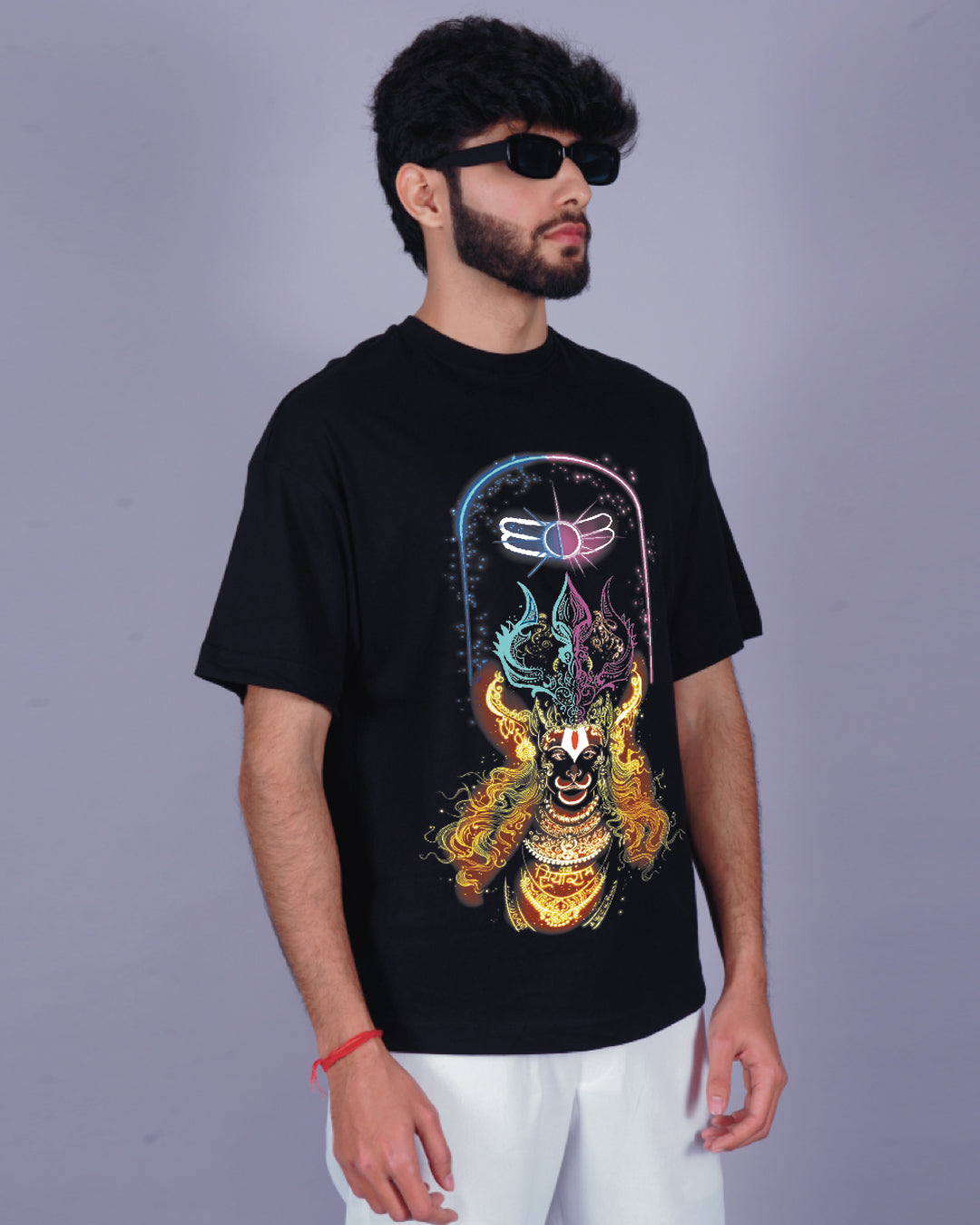 Shiv Trishul Black Streetwear Baggy T-Shirt for Men