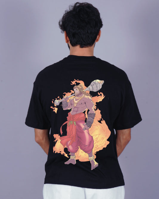 Shree Ram Spiritual Swagger Black Oversized T-Shirt