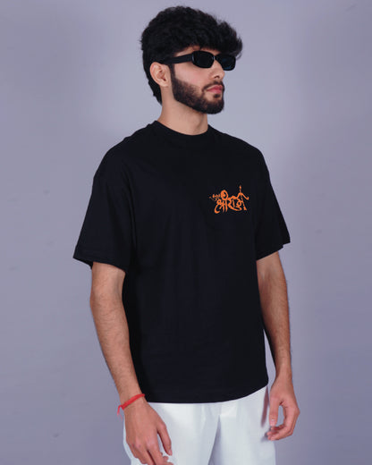Shree Ram Spiritual Swagger Black Oversized T-Shirt