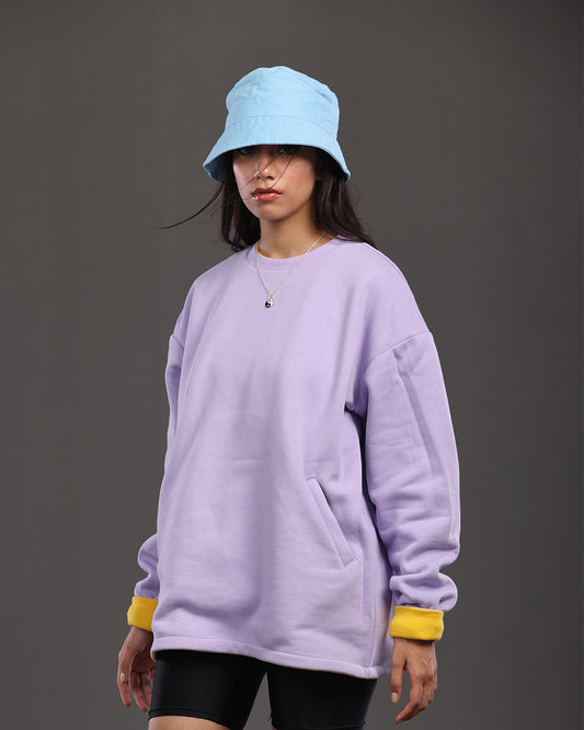 Two Looks, One Sweatshirt - Lilac & Sunflower Yellow Oversized Fit