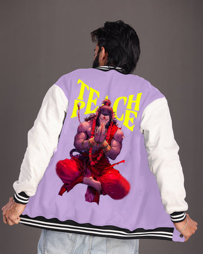 Spread Harmony: Men's Purple Varsity Jacket - Teach Peace Edition