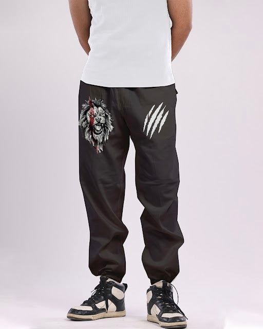 Men's Black Adjustable Cargo Pants - Lion