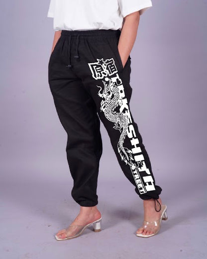 Japanese Dragon Women's Adjustable Black Cargo Pants