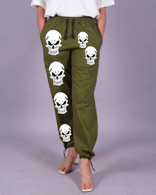 Rock Your Style: Skulls' Women's Olive Adjustable Cargo Pants