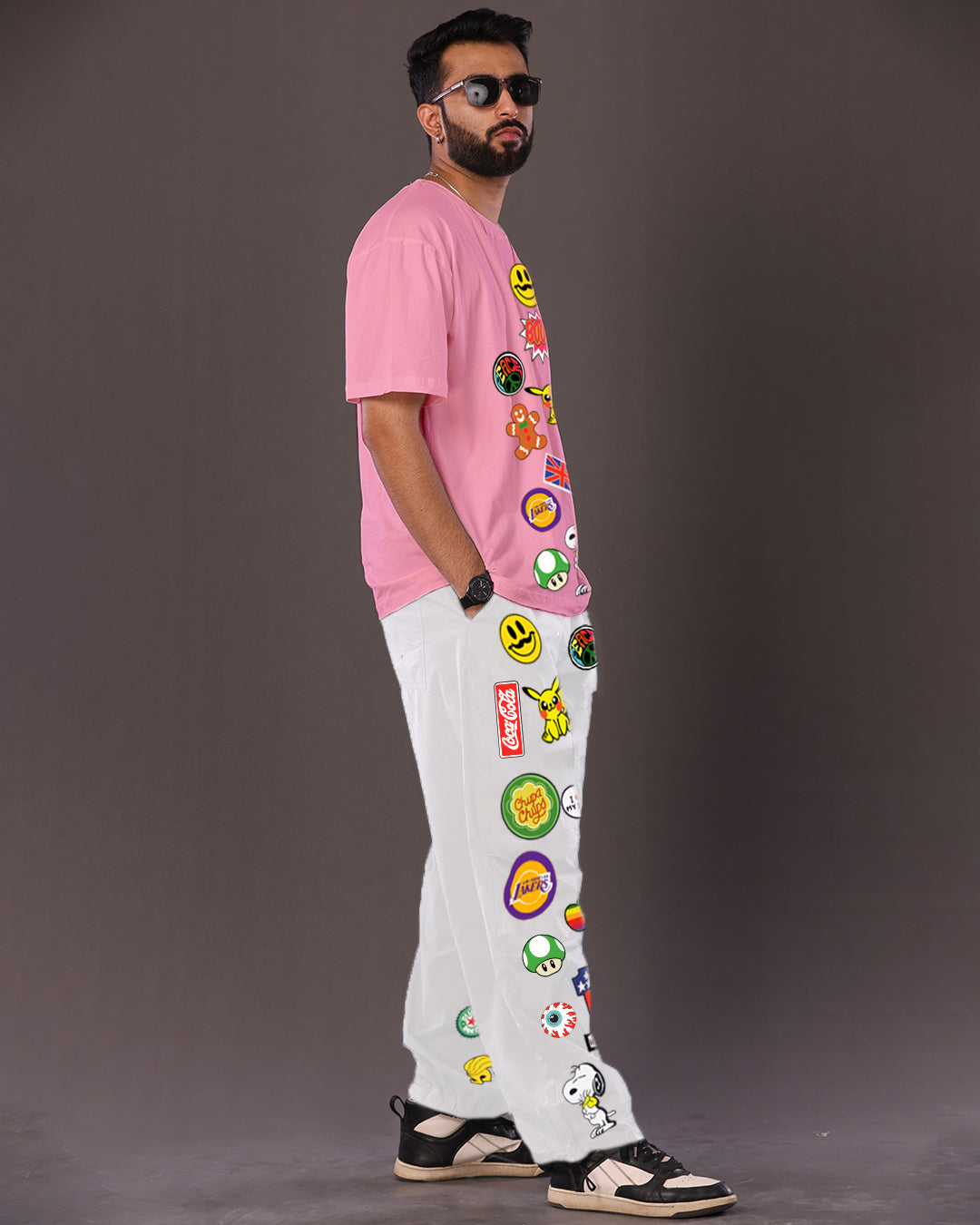 Funky Fresh: Men's Coords in Oversized Style, Pink and White