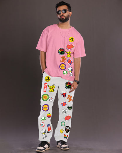 Funky Fresh: Men's Coords in Oversized Style, Pink and White