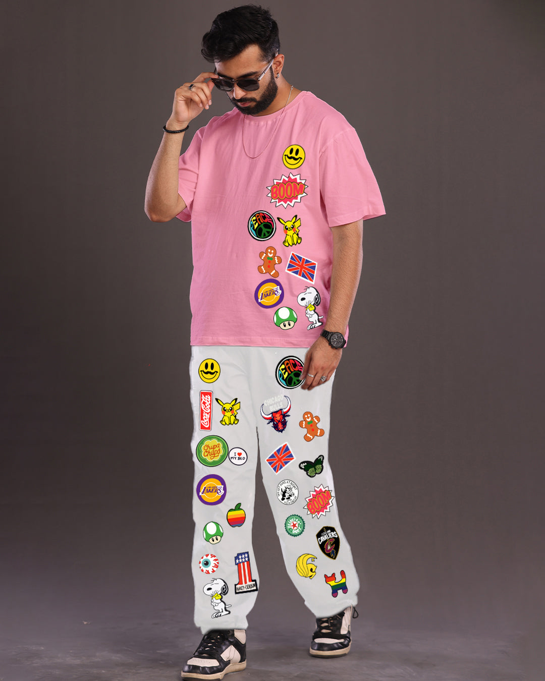 Funky Fresh: Men's Coords in Oversized Style, Pink and White