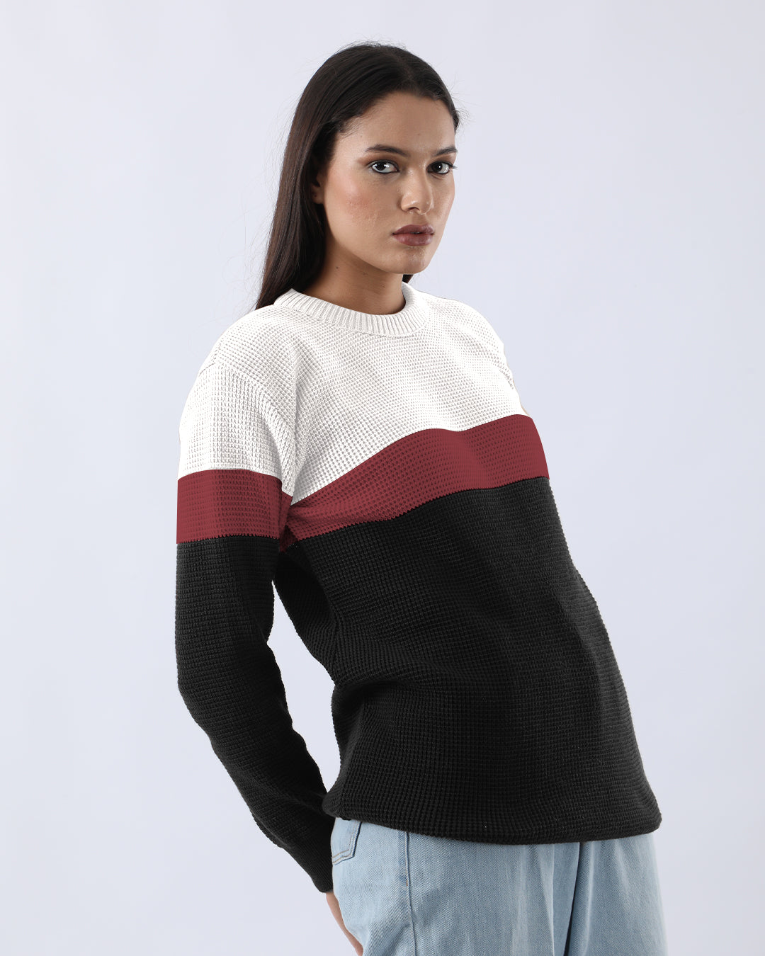 Premium Long Sleeve Crew Neck Pullovers - White & Red