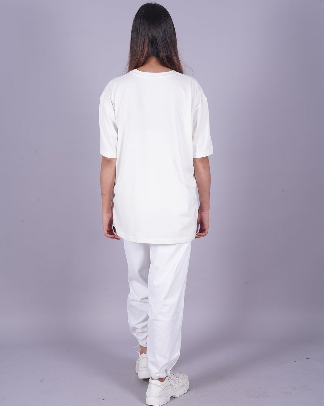Women Funky Oversized Co-Ord Set - White and White