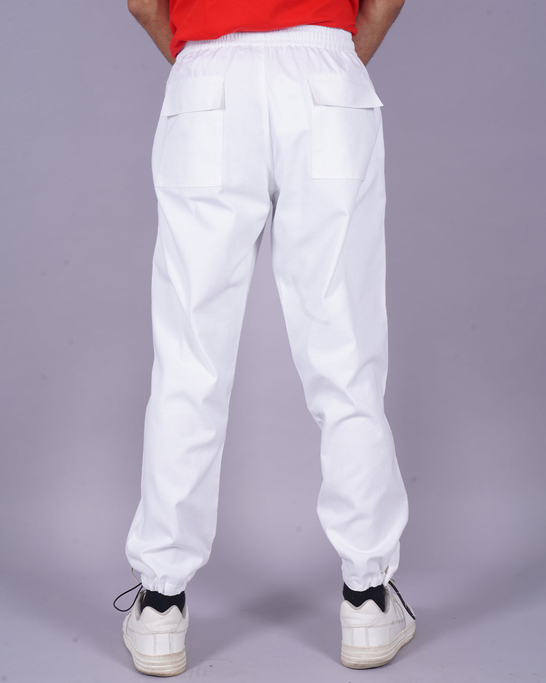 Men's White Cargo Pants - Crayon Design