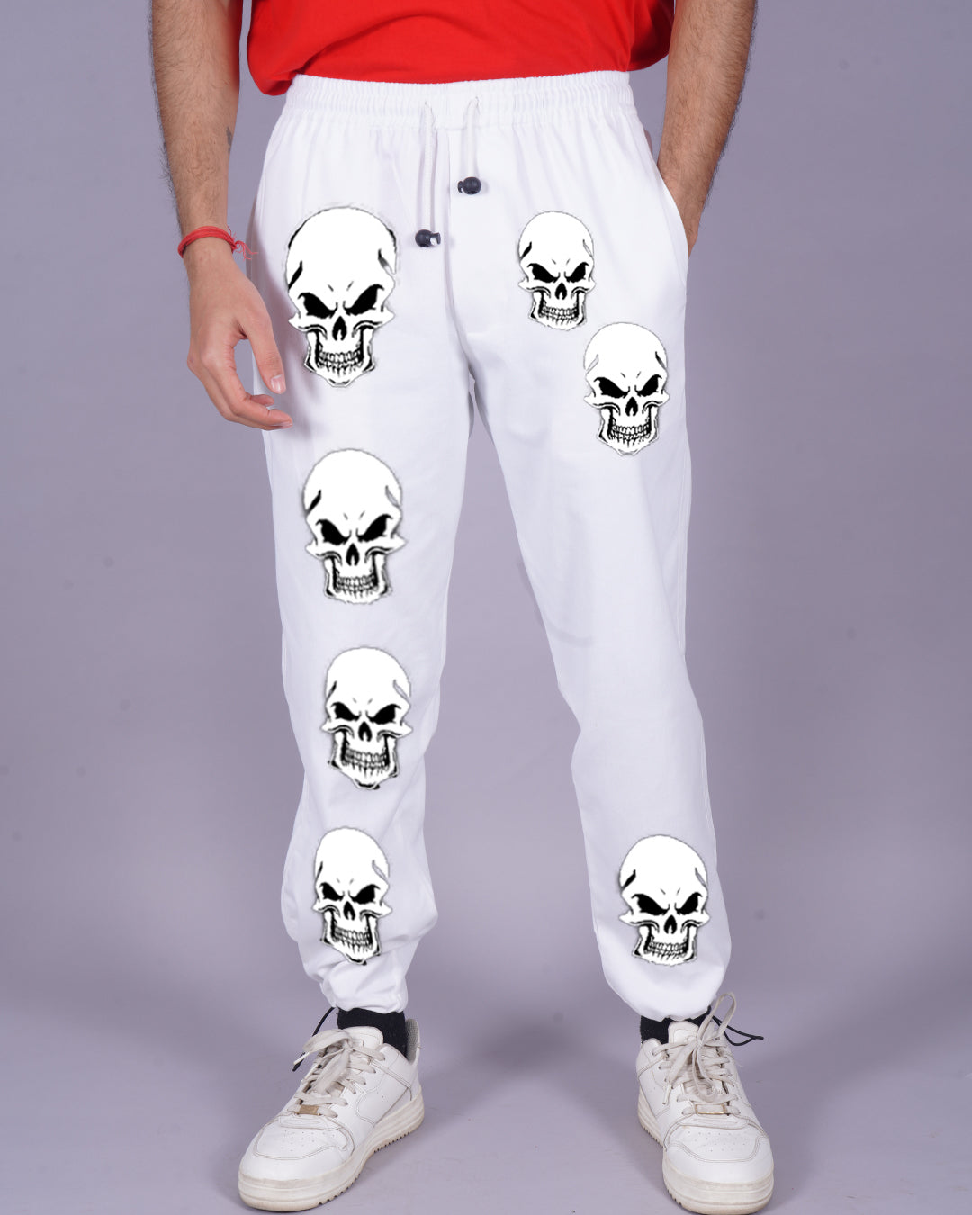 Men White Cargo Pants - Gothic Vibes