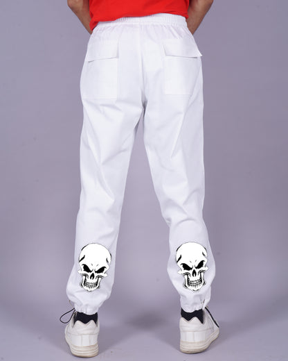 Men White Cargo Pants - Gothic Vibes