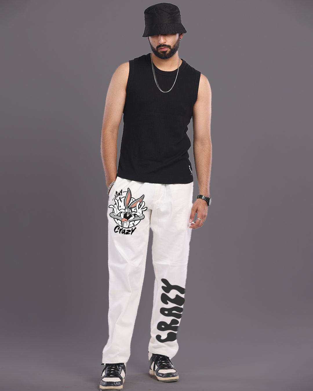 Men Fun and Funky White Cargo Pants