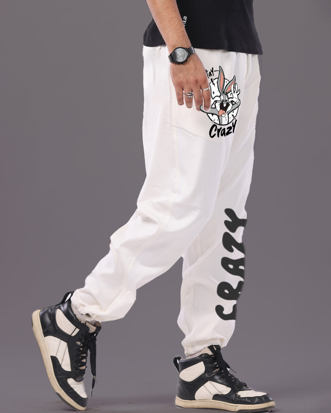 Men Fun and Funky White Cargo Pants