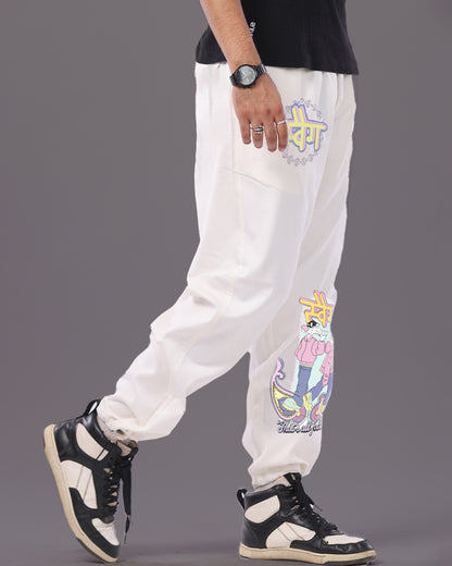 Mens White Cotton pant - Swag